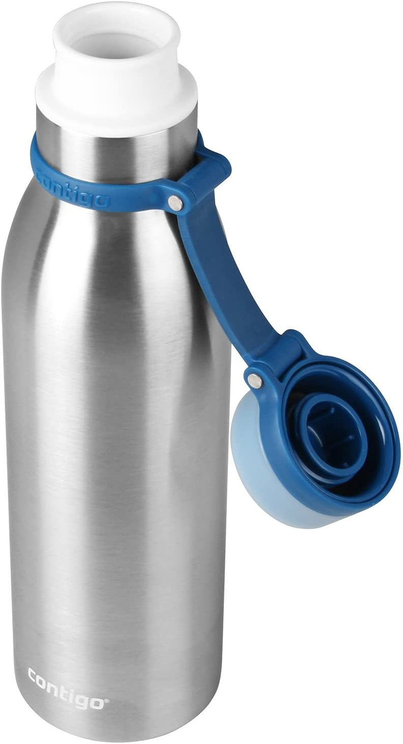 CONTIGO Travel Mug Matterhorn VACCUUM-INSULATED Stainless Steel Water Bottle, 20 OZ, Stainless Steel with Monaco Accents