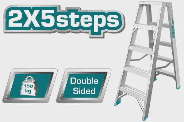 TOTAL Ladder 5 Step Aluminium THLAD01051 Double Side