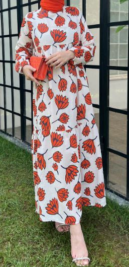 Dress Print Floral Blue / Pink / Orange / White