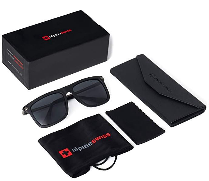 ALPINESWISS Sunglasses Alpine Swiss Men's Polarized Square Lightweight 100% Uv 400 Protection Navy