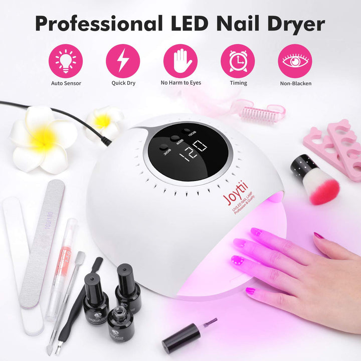 JOYTII Nails Gel Nail Polish Start Kit with 82W Uv Nail Lamp and 6 Colors Gel Polish and No Wipe Top and Base Coat and 10PCS Nail Art Manicure Tools Set