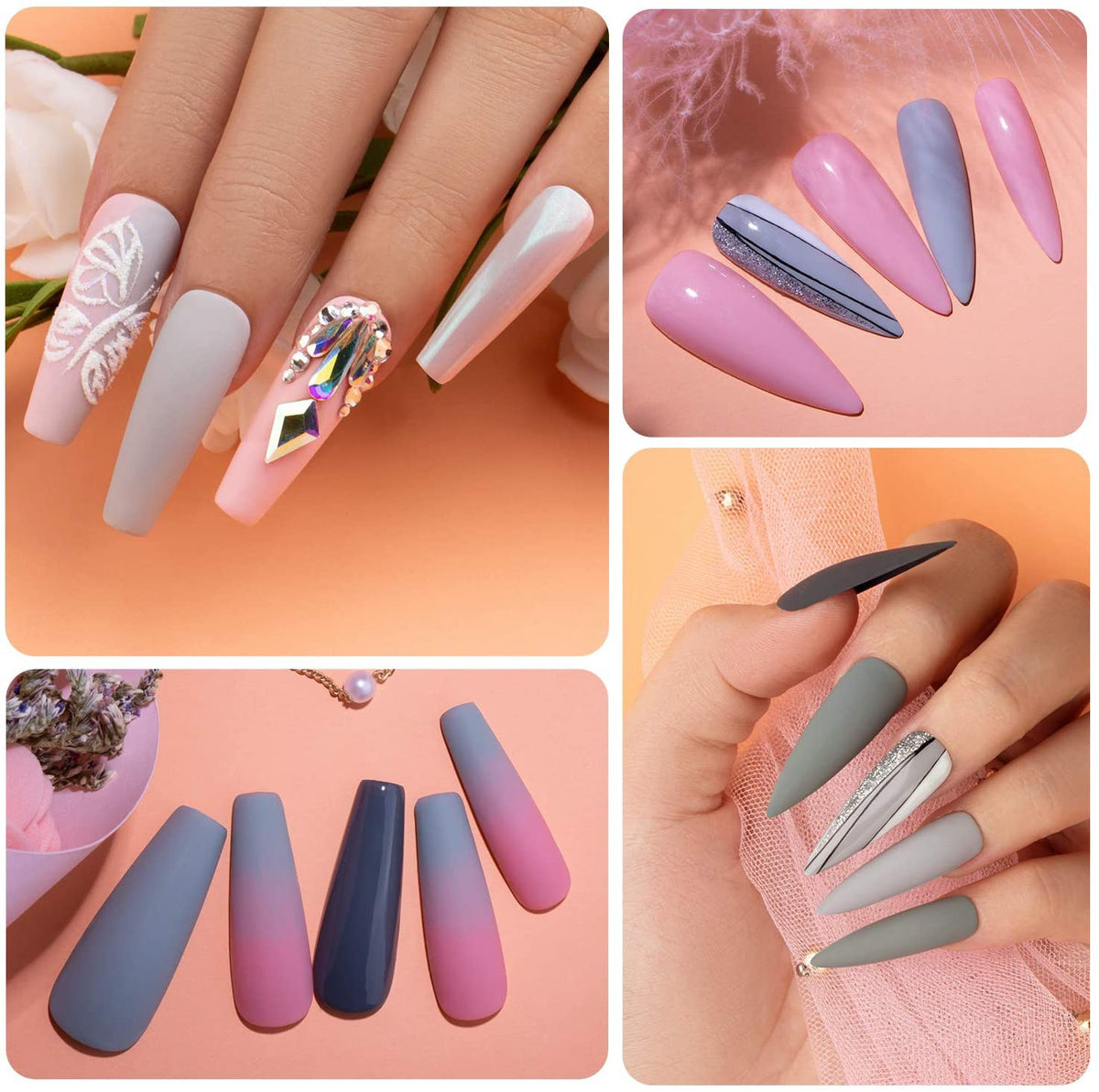BEETLES Nails Polish Set Bridesmaid Beauty Classic Gel Nail Polish Set - Nude Gray Pink 6 Colors Gel Polish Kit Popular Nail Art Design Soak Off LED Lamp Nail Polish Gel Manicure Kit Holiday Git Set