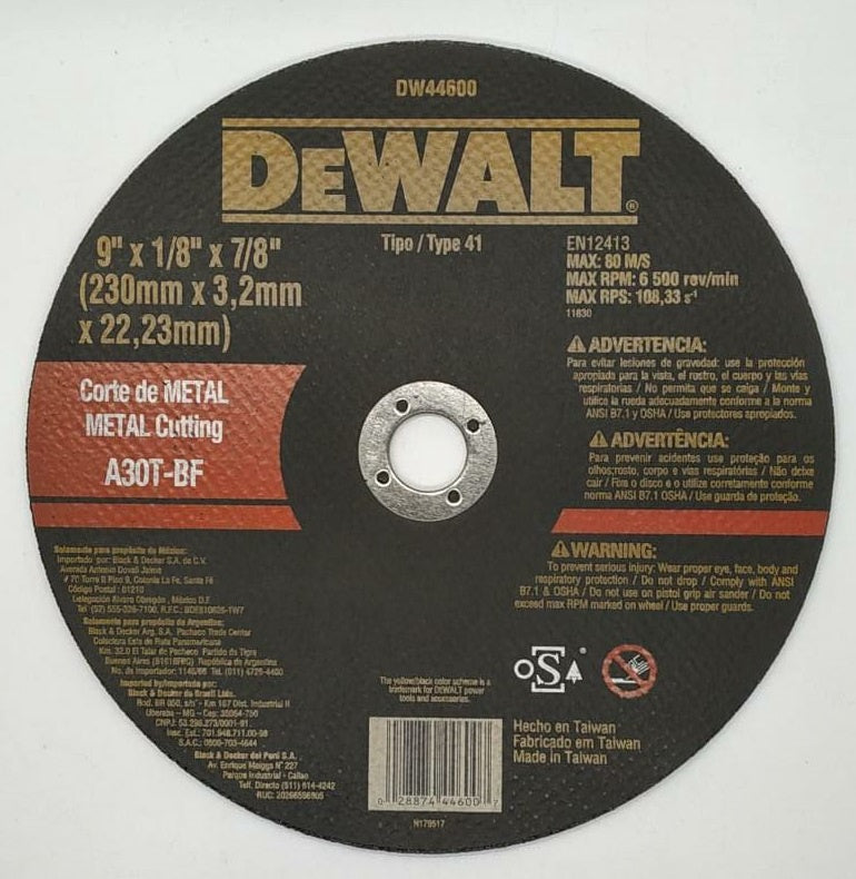 DEWALT Disc 9" Cutting Metal DW44600