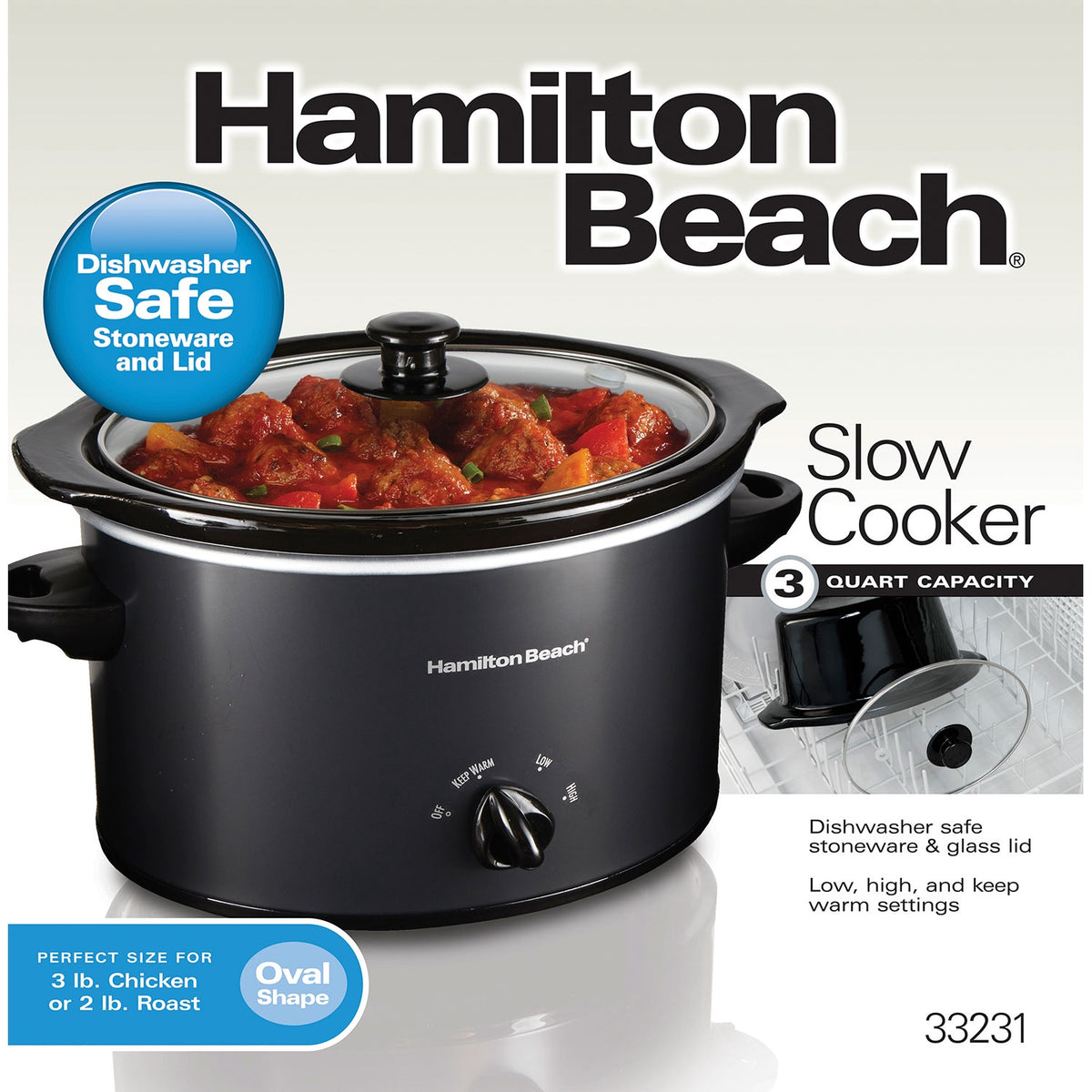 HAMILTON BEACH Slow Cooker 33231 3QT