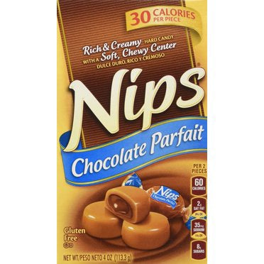 NIPS Chocolate Parfait Rich & Creamy Hard Candy with A Soft, Chewy Center 4OZ 113.3G