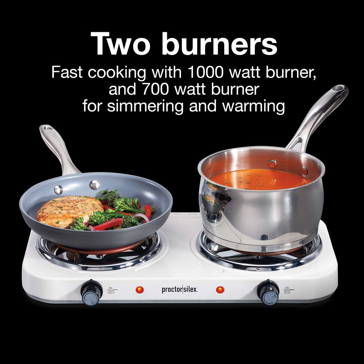 PROCTOR SILEX Hot Plate 2 Burner 34116 Coil 110V Hotplate