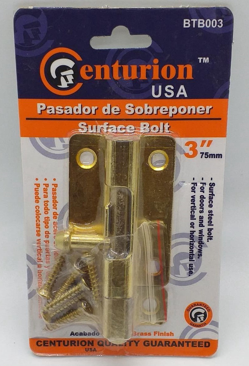 CENTURION Tower Bolt 3" Brass #BTB003