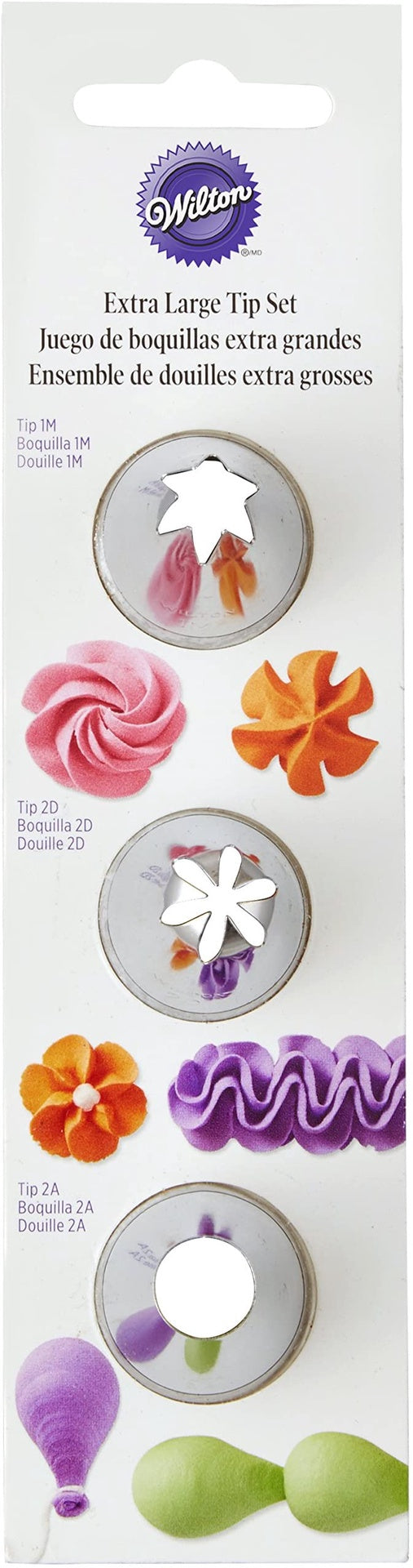 WILTON Baking Tip Set 1M 2D 2A Extra Large 418-1704