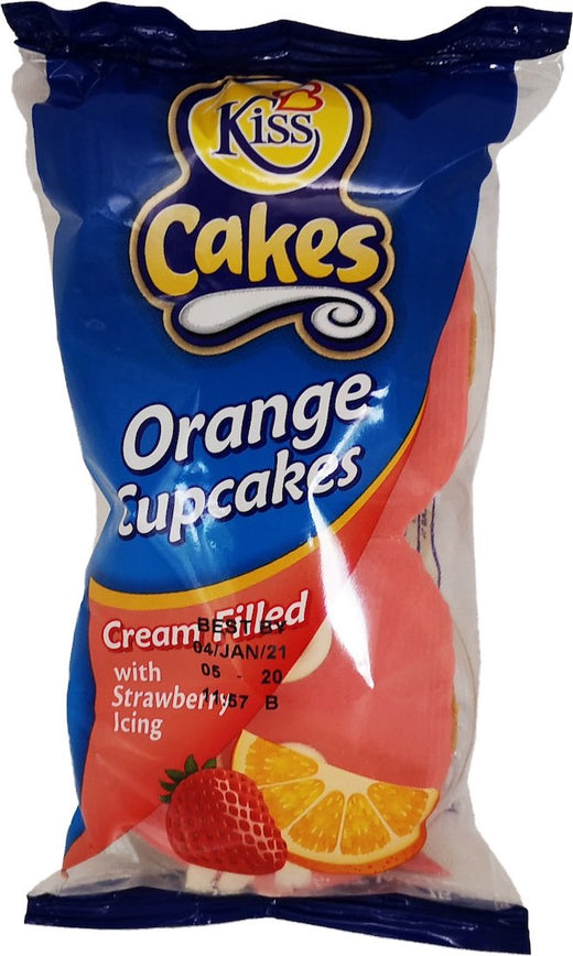 KISS Cakes Orange Cupcakes Cream Filled with Strawberry Icing 75G
