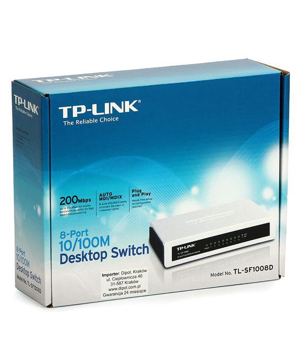 TP-LINK Computer Hub 8 Port TL-SF1008D Tp Link Switch