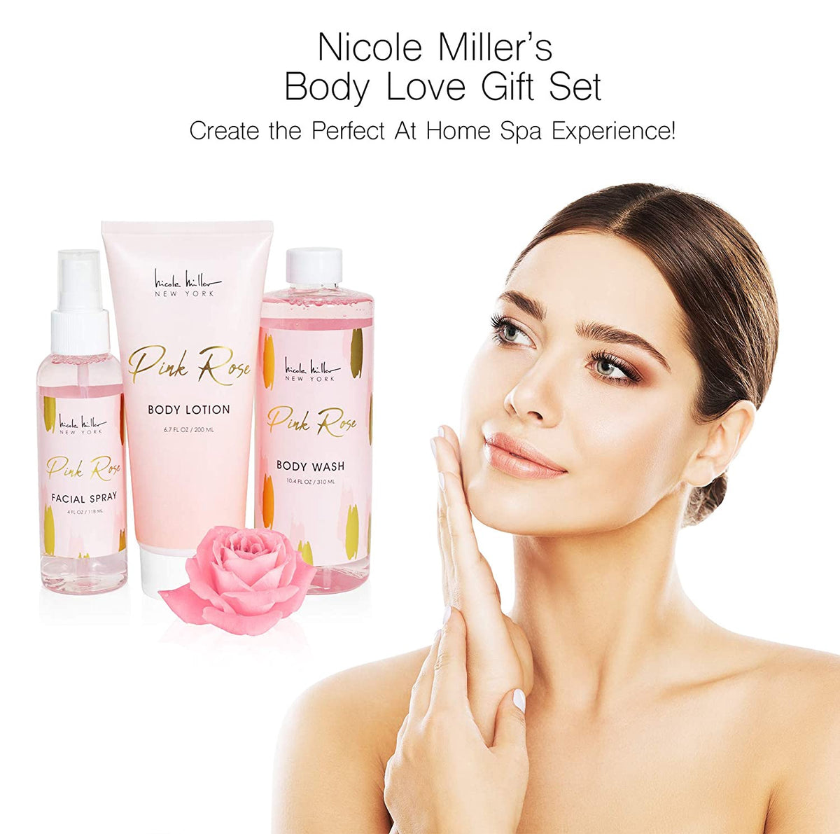 NICOLE MILLER Gift Set 3 Pc Pink Rose Body Care Set