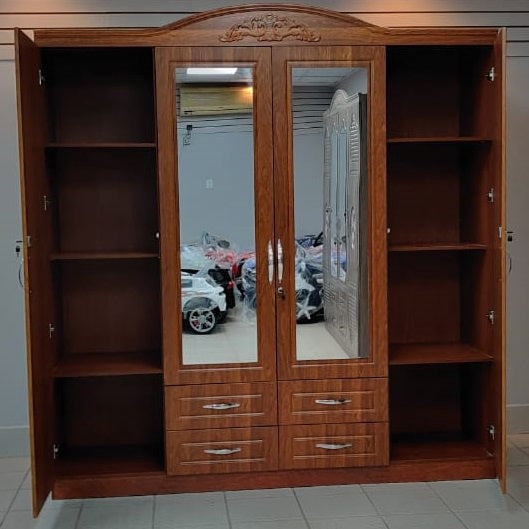 Wardrobe Quad with Mirror Brown 9604-4