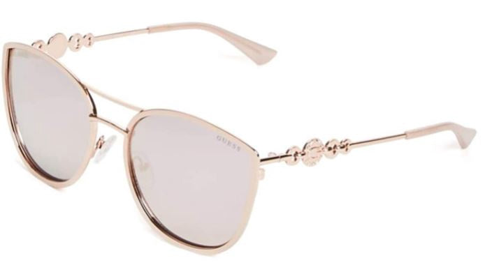 GUESS Sunglasses Women GF6053 Rose GOLD/BLUSH Pink Mirror Lens