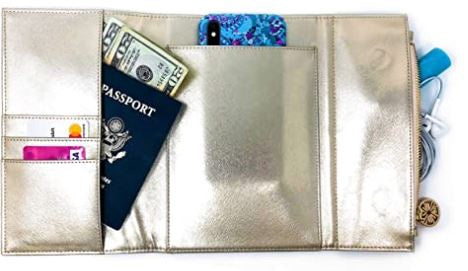 LILLY PULITZER Purse Clutch Wallet Vegan Leather Metallic Gold