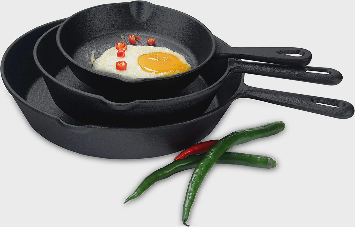 Skillet Set Cast Iron Utopia 3PC Pre -Seasoned