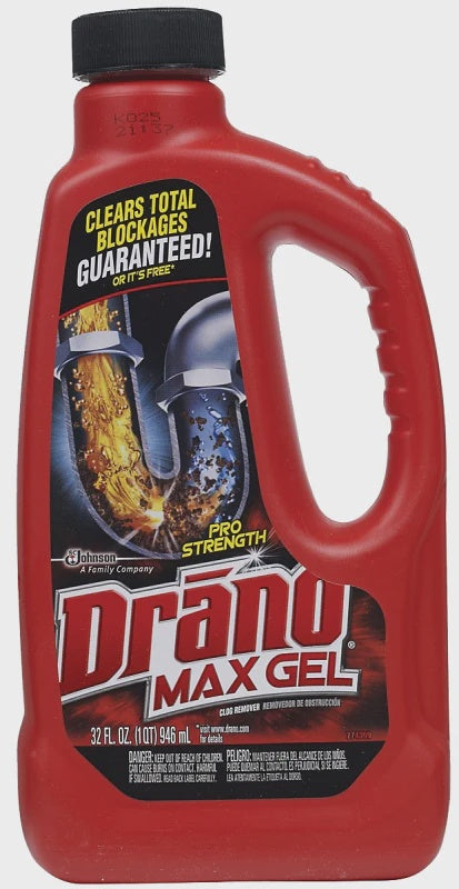 SC JOHNSON Drano Max Gel Liquid Drain Cleaner 32FL OZ 946ML