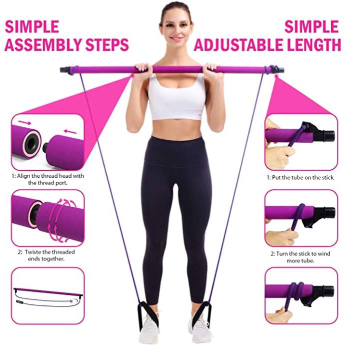 VIAJERO Pilates Bar Kit Portable Home Gym Workout
