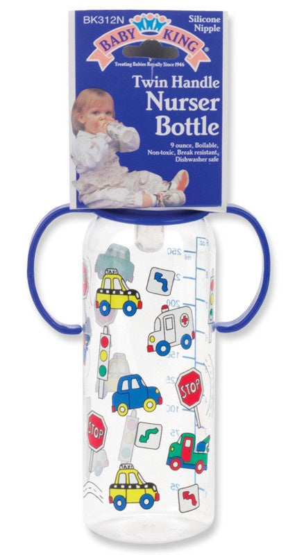 BABYKING Baby Bottle 9OZ Printed Twin Handle Nurser BK504 Bpa Free