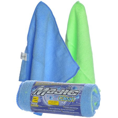 MAJIC Cleaning Cloth Microfiber 2PCS Pack 9" X 9"