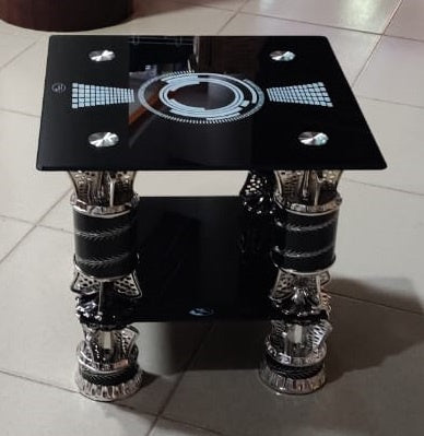 Glass Table Square Black & Silver CJ332