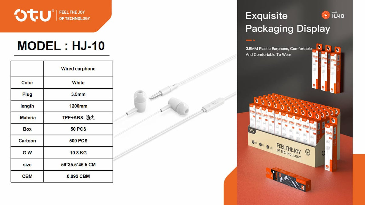 OTU Headphones & Mic HJ-10 Smart Wire Headset
