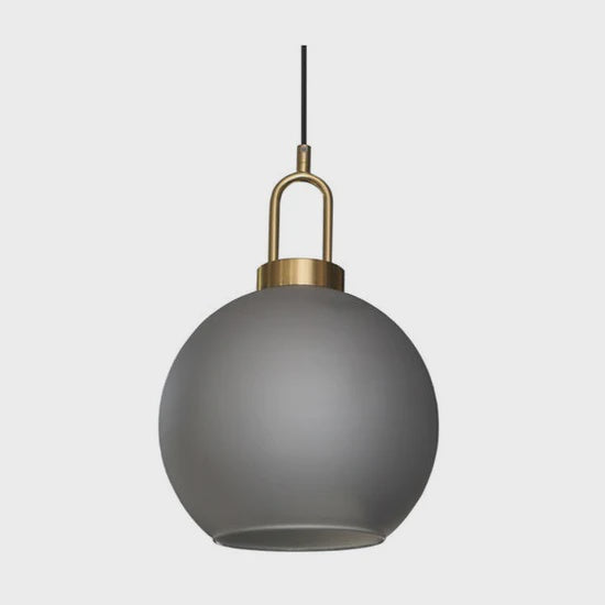 Light Fixture Pendant 1-BULB 9.8" Spherical Glass Frosted Grey LED