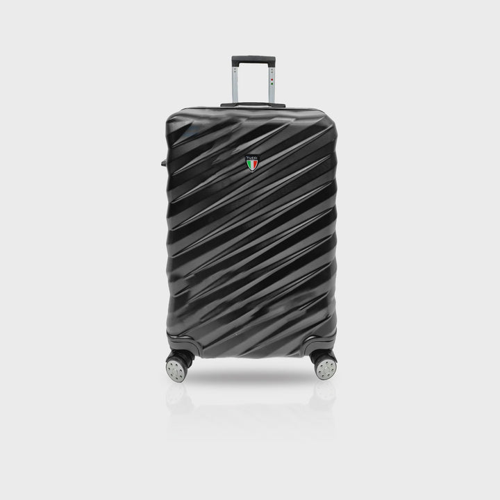 TUCCI ITALY Luggage Suitcase Carry on 20" Storto T0324-20IN-BLK ABS Hard Cover 4 Wheel Spinner Black
