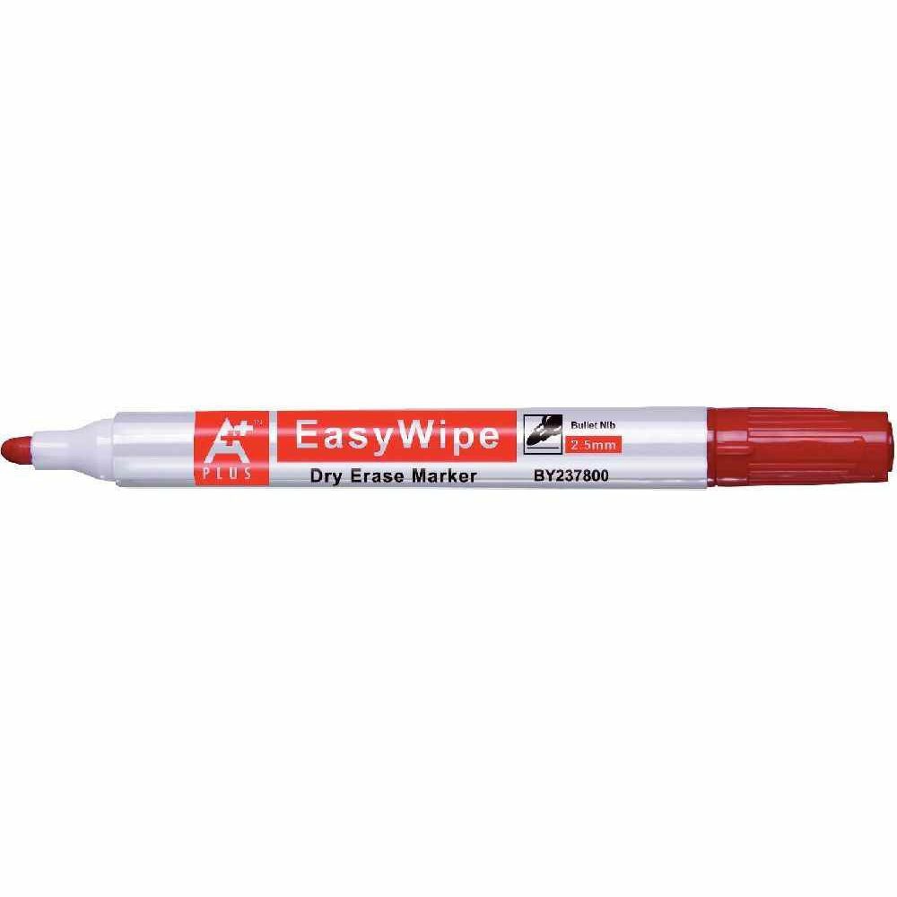 BEIFA Stationery Whiteboard Dry Erase Marker A+ Plus Red Easywipe BY237800 Bullet Nib 12PCS Box