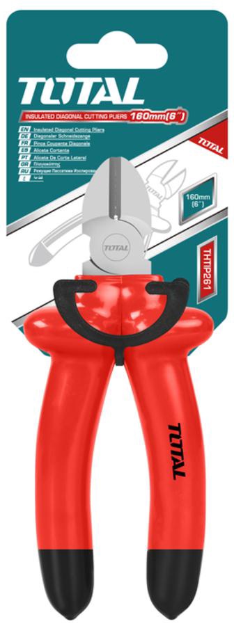 TOTAL Pliers THTIP261 Red Insulated Diagonal Cutting 160MM