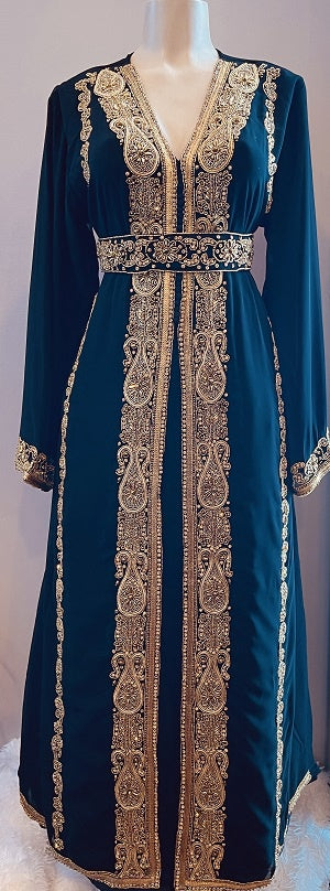 GENERIC Gown Beaded Black with Gold Stones and Band