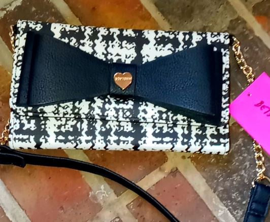 BETSY JOHNSON Purse Wallet on A String Black