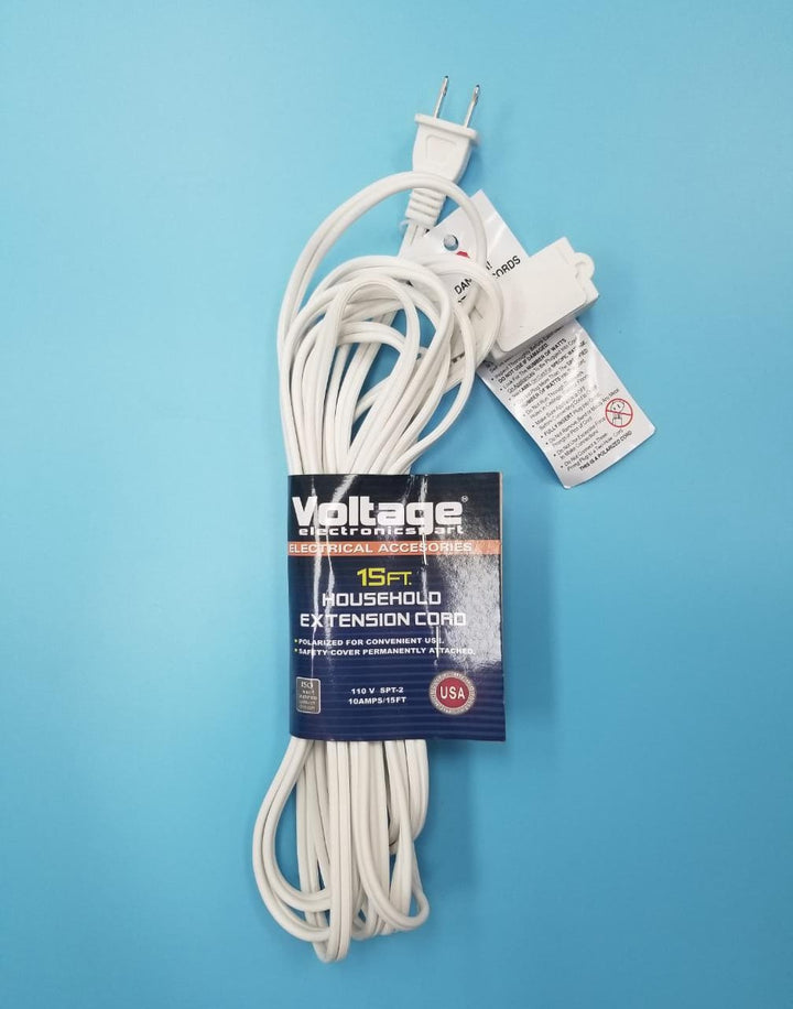 VOLTAGE Extension Cord 15FT/IN White Light 2 Pin