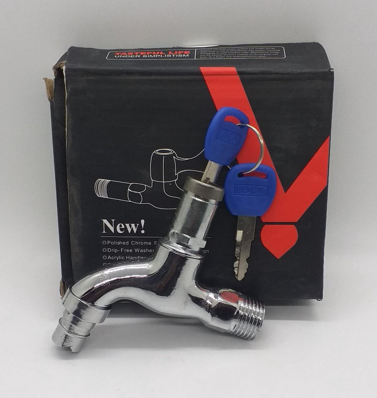 Bib Cork 1/2" Nickle with Key & Hose Nozzle