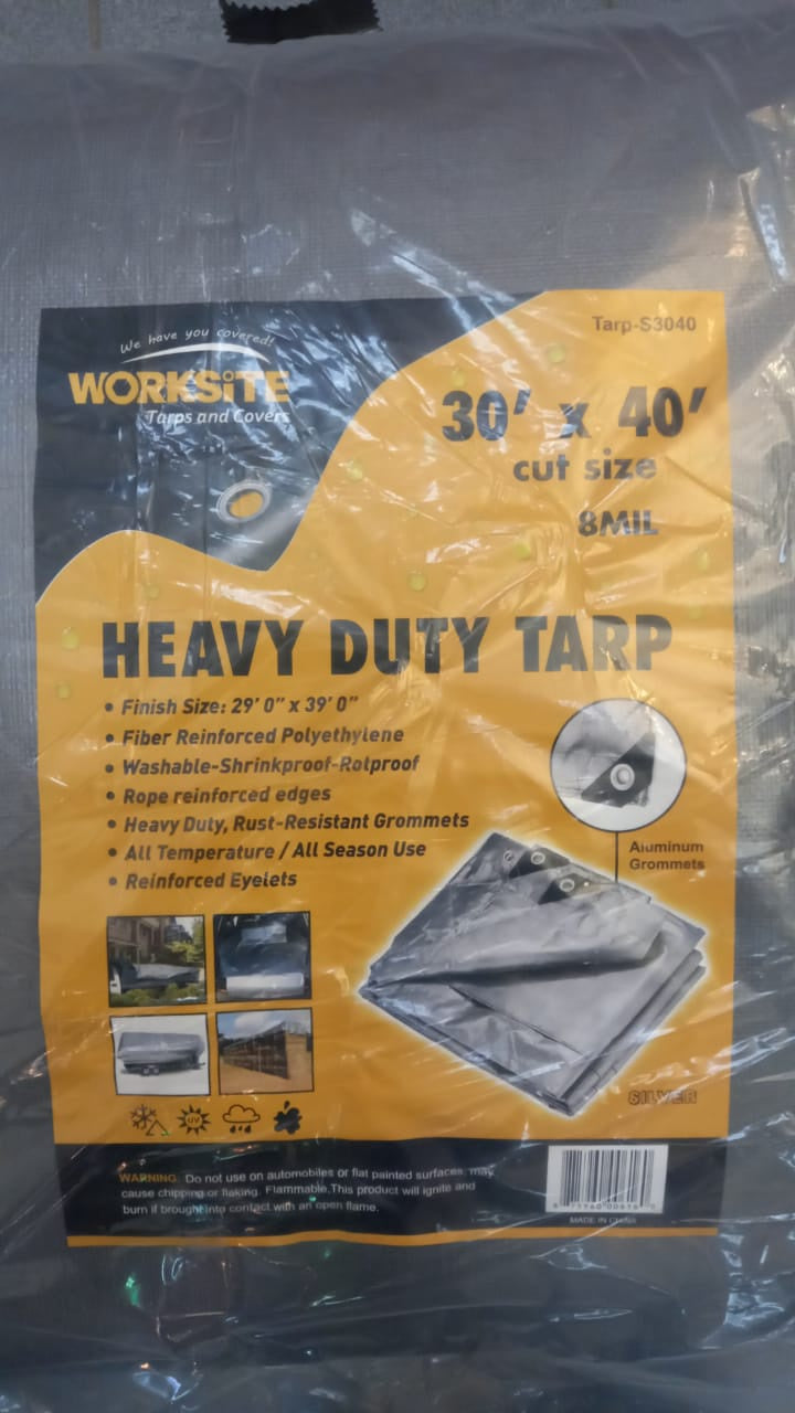 WORKSITE Tarpaulin Silver 30' X 40' Altocraft TARP-S3040 Heavy Duty
