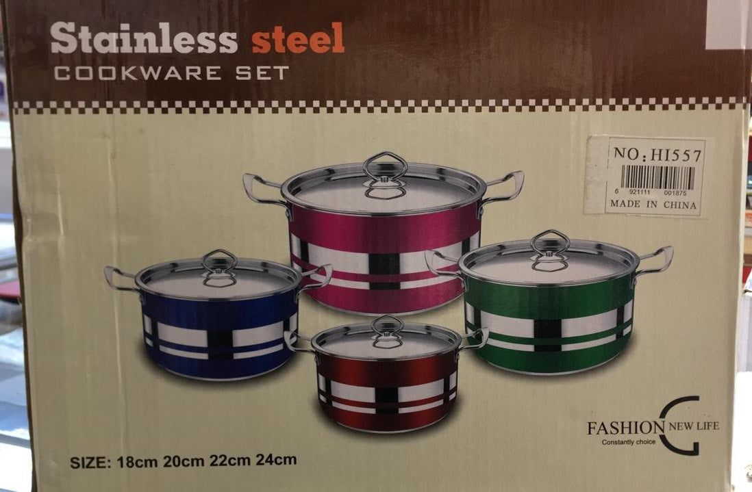 Pot Set S/STEEL H1557 4PCS Colored