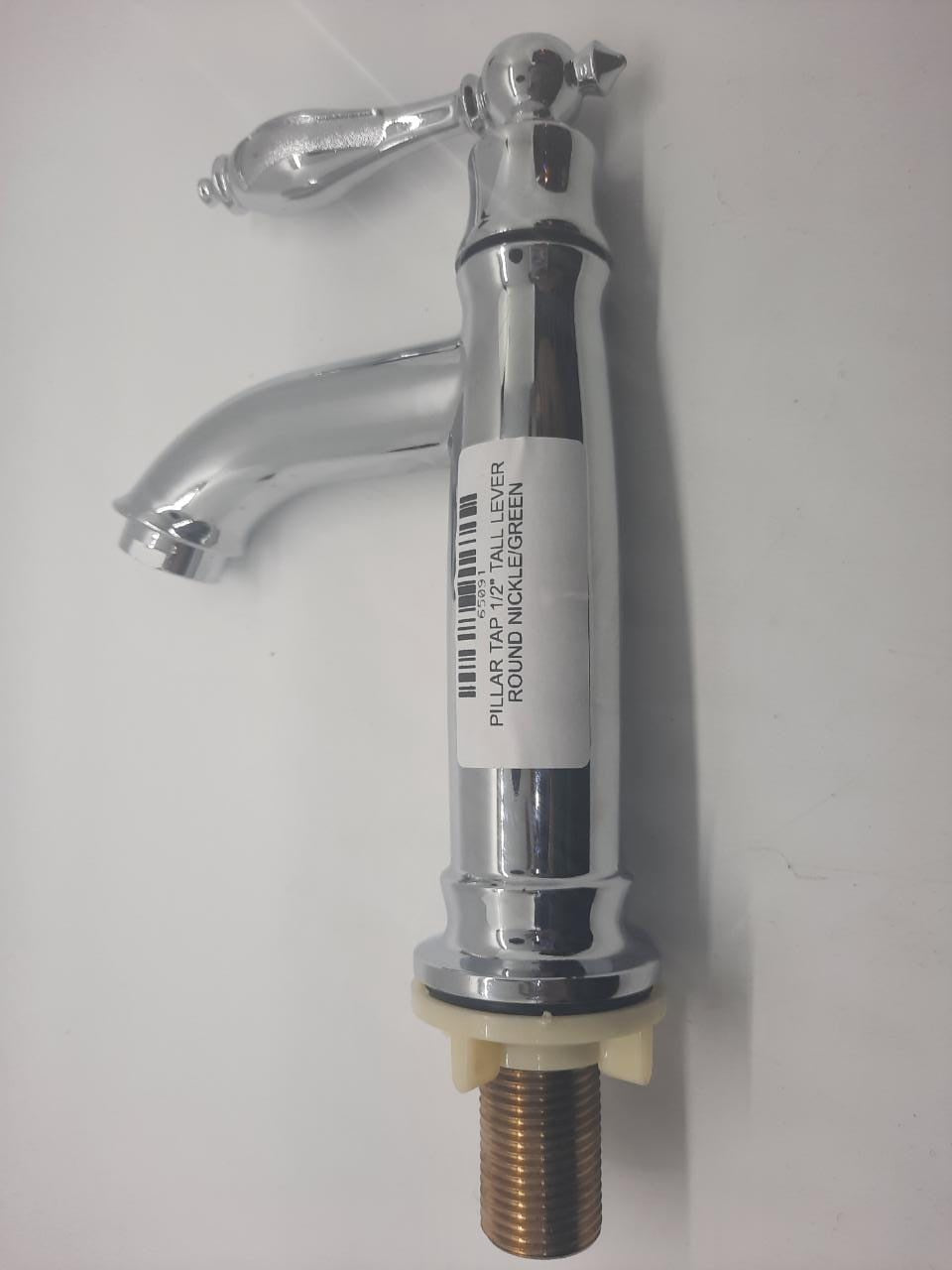 Pillar Tap 1/2" Tall Lever Round NICKLE/GREEN