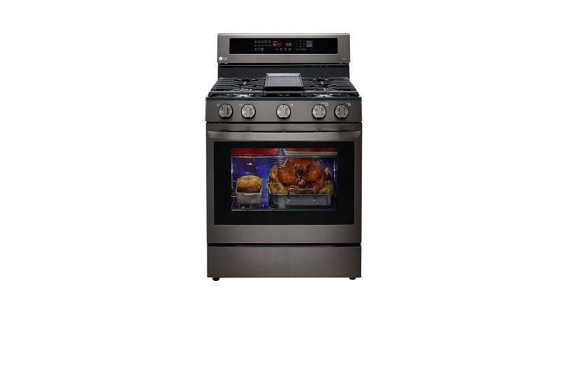 LG Stove 5 Burner 30" LRGL5825D with Air Fryer Smart WIFI True Convection Easy Clean with PLATE-GRIDDLE