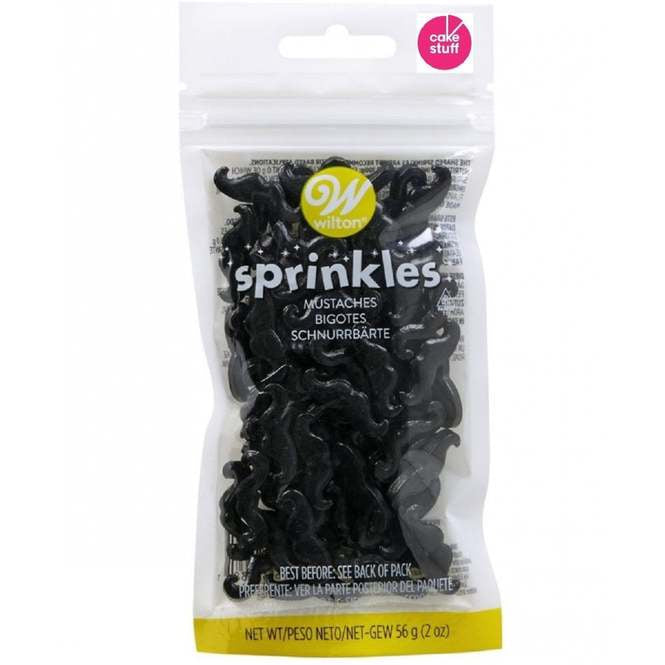 WILTON Baking Sprinkles Mustaches Black 03-2138 2OZ 56G