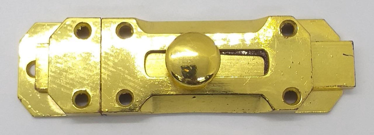 Tower Bolt 4 1/2" Gold Flat Square