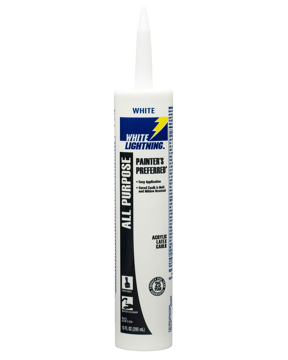 WHITE LIGHTNING Silicone Painter's Preferred All Purpose Acrylic Latex Caulk 10 OZ White