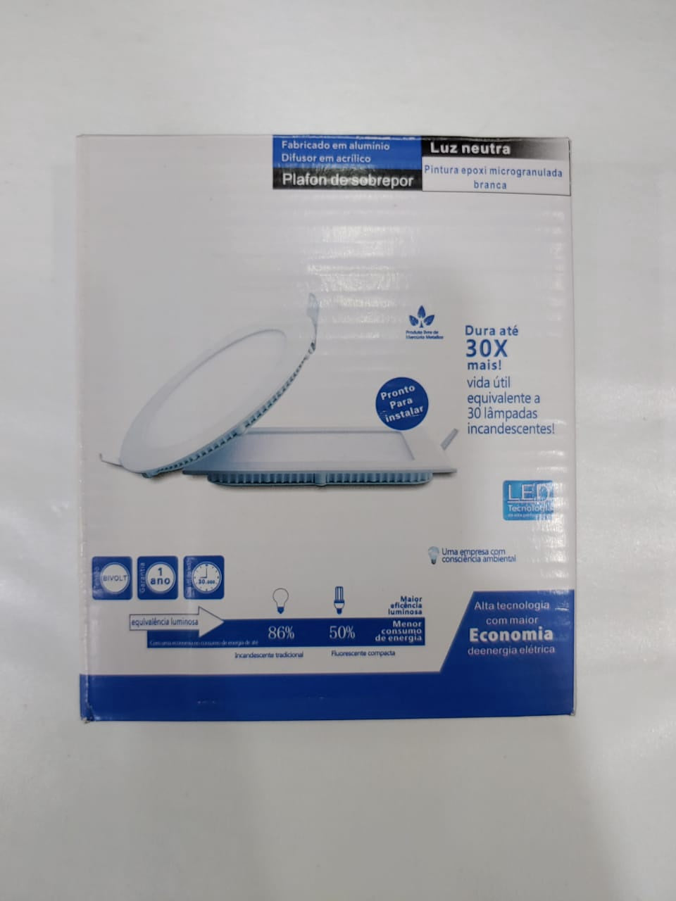 Light LED Panel 6W Round Warm White Flat 85-265V 3500K
