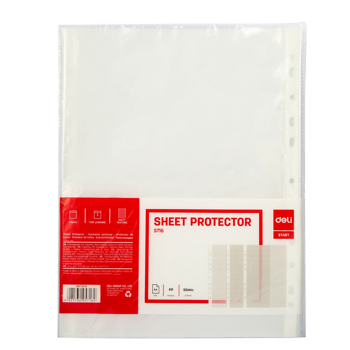 DELI Stationery Sheet Protector 5716 A4 20PC Pack