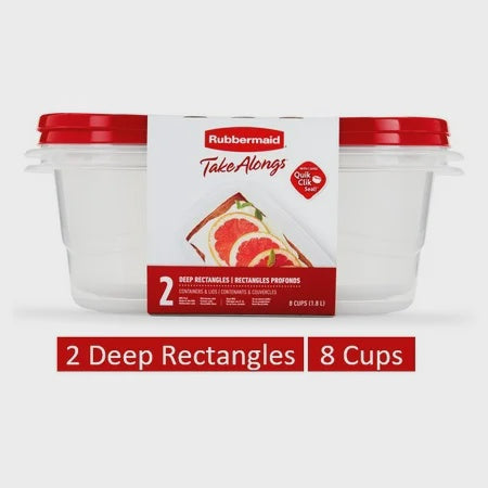 RUBBERMAID Food Bowl Take Alongs Deep Rectangles 8CUPS 1.8L 2PCS 2156251