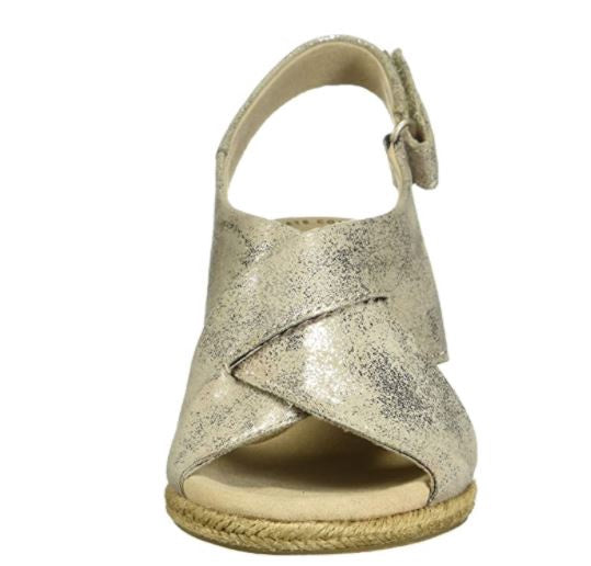 CLARKS Footwear Women's Lafley Alaine Wedge Sandal Pewter Textile