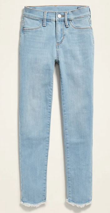 OLD NAVY Girls Jeggings Ballerina Frayed Hem Light Wash