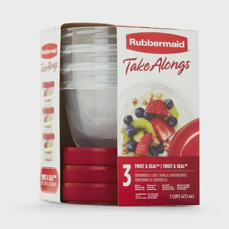 RUBBERMAID Food Bowl Take Alongs Twist & Seal 2CUPS 3PCS 2145837