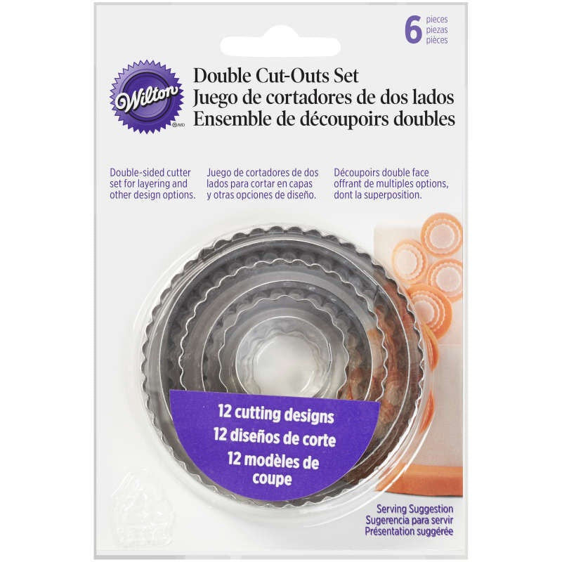 WILTON Baking Cookie Cutter Double CUT-OUTS 6PCS Set Round 417-2581