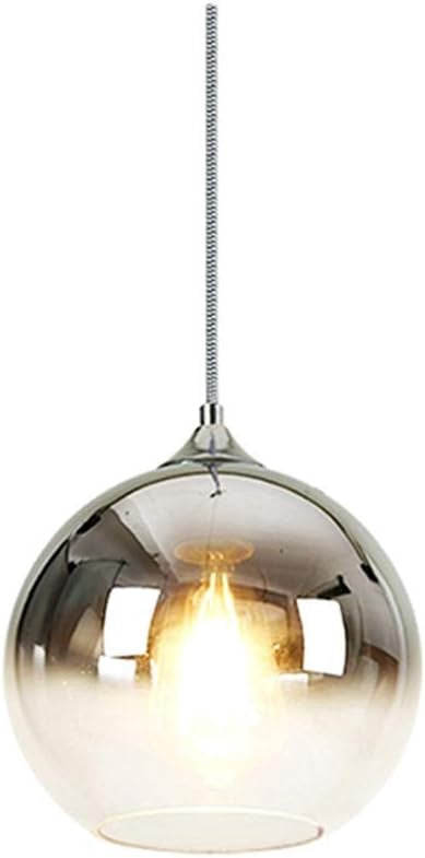 Light Fixture Pendant 1-BULB 7.8" Mzsus Gradient Silver Globe
