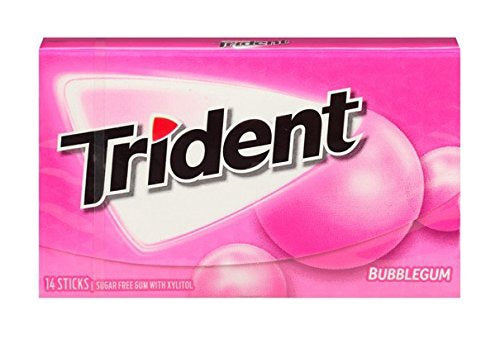 TRIDENT Bubblegum Flavor Gum Sugar Free 14-PIECES