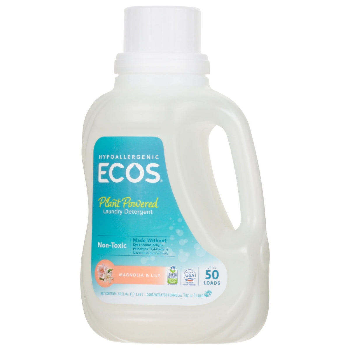 ECOS Laundry Detergent NON-TOXIC Magnolia & Lily Up to 50 Loads 1.48L 50FL. OZ